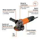 Esmeriladora angular 4-1/2', 700W, TRUPER PRO 4