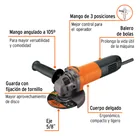 Esmeriladora angular 4-1/2', 800W, TRUPER PRO 4
