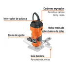 Router (rebajadora) compacto 600 W, 3/4 HP, TRUPER PRO 2