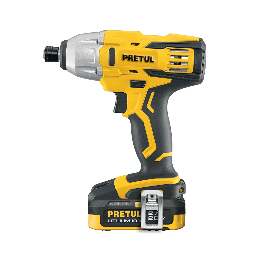 Destornillador de impacto 1/4', 20V, 1 batería 2Ah, PRETUL