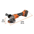 Esmeriladora 4-1/2', 20V, 1 batería 4Ah, TRUPER PRO 3