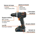 Rotomartillo 1/2', 20V, 2 baterías 2Ah, MAX 3