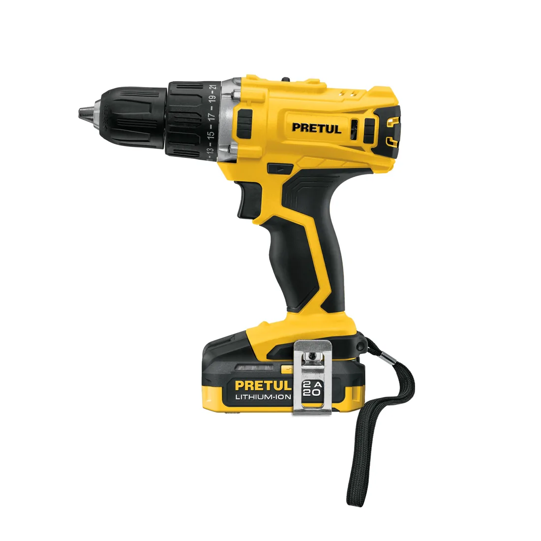 Taladro/destornillador 1/2', 20V, 1 batería 2Ah, PRETUL