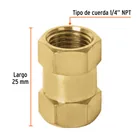 Cople de latón, hembra-hembra, cuerda 1/4' NPT, TRUPER 2