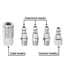 Juego de 4 conectores rápidos y 1 cople, de acero, PRETUL 2