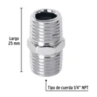 Niple de acero, macho-macho, cuerda 1/4' NPT, PRETUL 2