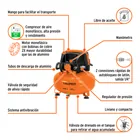 Kit compresor libre de aceite 24L, manguera y pistola,TRUPER 4