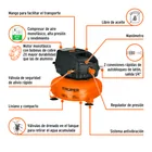 Compresor libre de aceite, 12L, 1HP, 127V, TRUPER 4