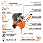 Compresor lubricado, 25L, 3HP, horizontal, 127V, TRUPER 4