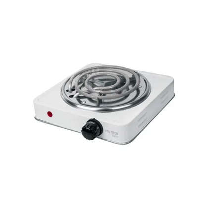 Parrilla eléctrica 1 quemador en espiral, blanca, BASIC