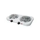 Parrilla eléctrica 2 quemadores en espiral, blanca, BASIC 1