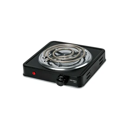 Parrilla eléctrica 1 quemador en espiral, negra, BASIC