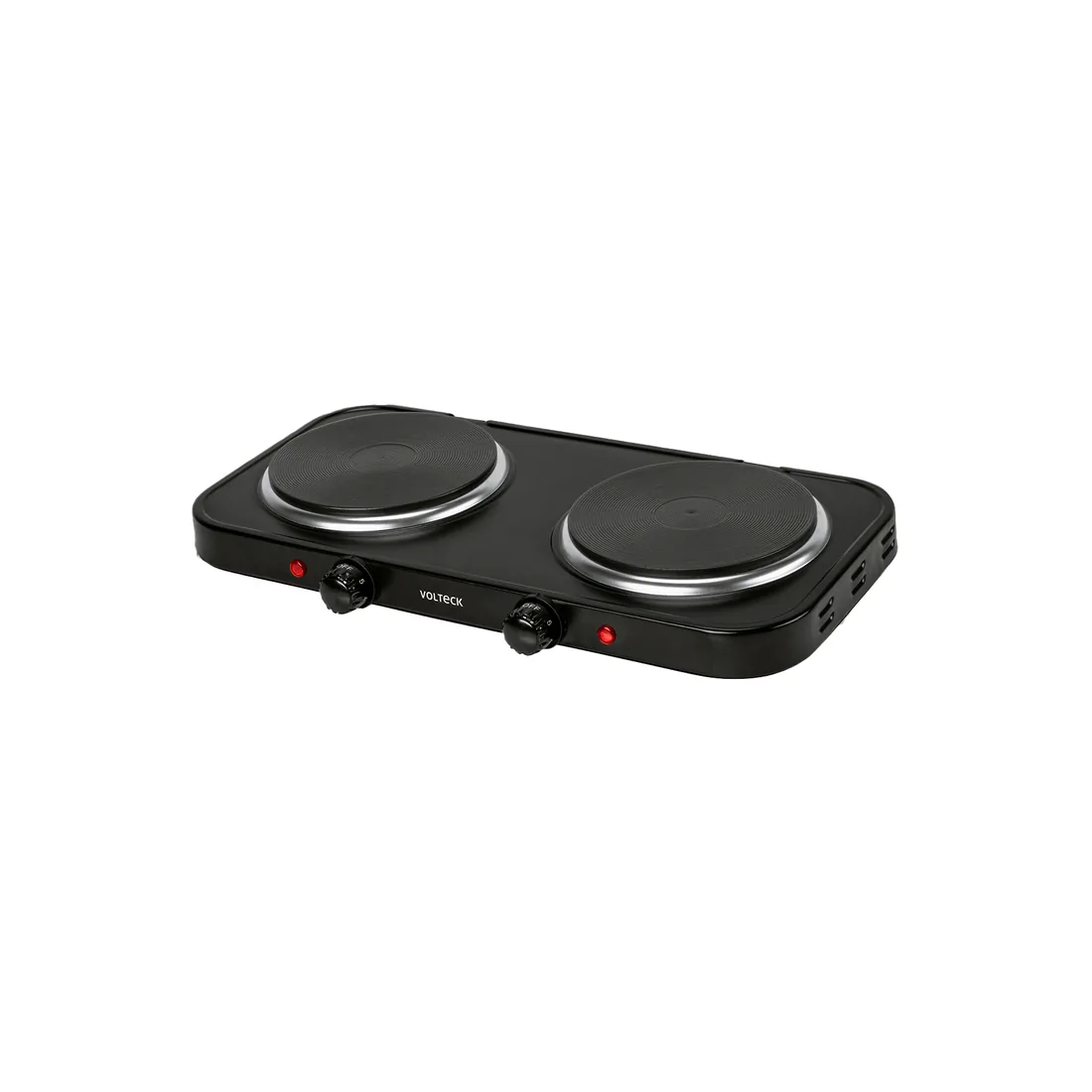 Parrilla eléctrica 2 quemadores de disco, negra, VOLTECK