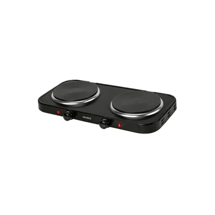 Parrilla eléctrica 2 quemadores de disco, negra, VOLTECK