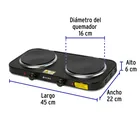 Parrilla eléctrica 2 quemadores de disco, negra, VOLTECK 3