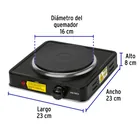 Parrilla eléctrica 1 quemador de disco, negra, VOLTECK 3