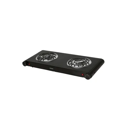 Parrilla eléctrica 2 quemadores en espiral, negra, VOLTECK