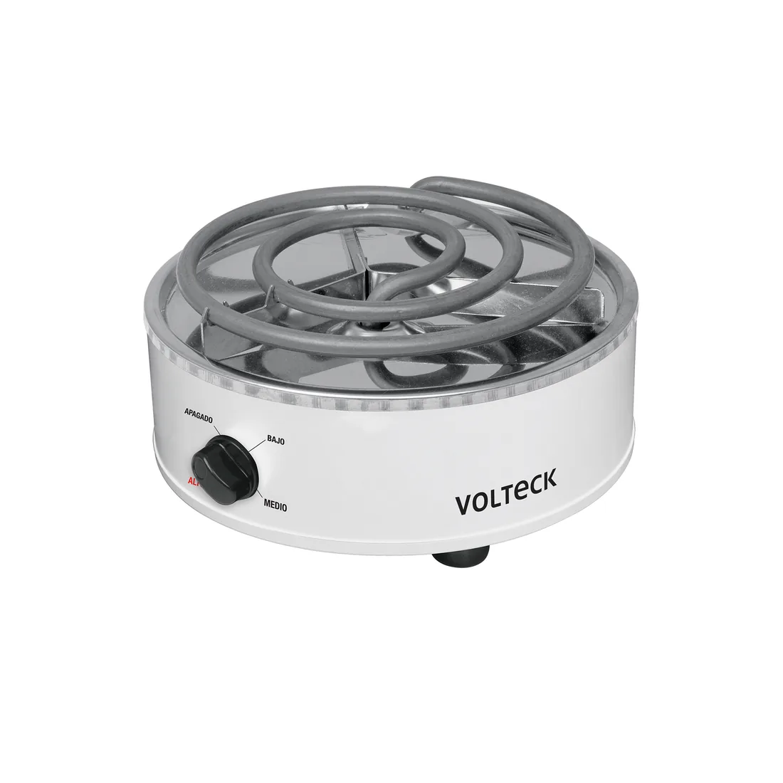 Parrilla eléctrica red. 1 quemador espiral, blanca, VOLTECK