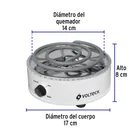 Parrilla eléctrica red. 1 quemador espiral, blanca, VOLTECK 3