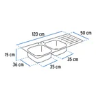 Tarja de empotrar 120 x 50 cm doble tina izquierda, FOSET 2