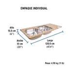 Tarja de empotrar 120 x 50 cm doble tina izquierda, FOSET 4