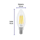Foco LED filamento 4 W, vela, 2700K luz ambar, E14, VOLTECK 3