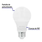 Foco LED 9W (60W) A19 3000K blanca cálida atenuable, VOLTECK 2