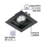 Luminario empotrable con 1 spot dirigible, negro, VOLTECK 2