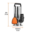 Bomba sumergible acero inoxidable,agua sucia,1-1/2HP, TRUPER 3