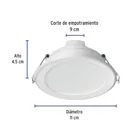 Luminario LED empotrable 7 W 6500 K, redondo, VOLTECK BASIC 4