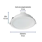 Luminario LED empotrable 12 W 6500 K, redondo, VOLTECK BASIC 4