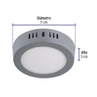 Luminario LED plafón 6W 6500K, redondo, gris, VOLTECK 2