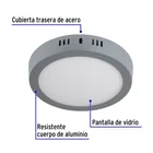 Luminario LED plafón 12W 6500K, redondo, gris, VOLTECK 4