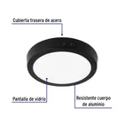 Luminario LED plafón 12W 6500K, redondo, negro, VOLTECK 2