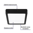 Luminario LED plafón 12W 6500K, cuadrado, negro, VOLTECK 2