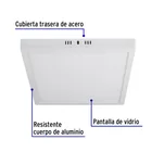 Luminario LED plafón 24W 6500K, cuadrado, blanco, VOLTECK 2