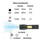 Linterna de 1 LED 270 lm con luz de emergencia, recargable 8