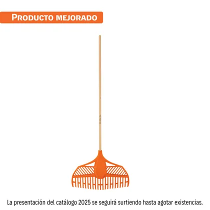 Escoba plástica para jardín, flexible, 23 dientes, mango 48'
