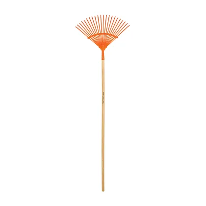 Escoba metálica para jardín, curva, 22 dientes, mango 48'