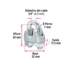 Bolsa c/40 nudos (perros) de hierro p/cable de 1/4', FIERO 3