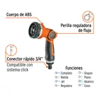 Pistola para riego de 8 funciones plástica, TRUPER 2