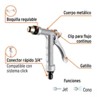 Pistola metálica para riego, 2 funciones, boquilla regulable 2