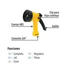Pistola plástica para riego de 5', 5 funciones, PRETUL 2