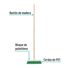 Cepillo para barrer cerda rígida de 30 cm, bastón de madera 2