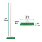 Cepillo para barrer cerda rígida de 30 cm, bastón de madera 3