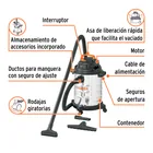 Aspiradora de sólidos y líquidos, 5 gal, acero inox, TRUPER 4