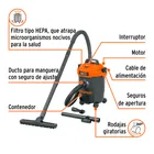 Aspiradora de sólidos y líquidos, 3 gal, plástica, negra 3