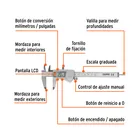 Calibrador vernier digital 6', acero inox, std y mm, TRUPER 5