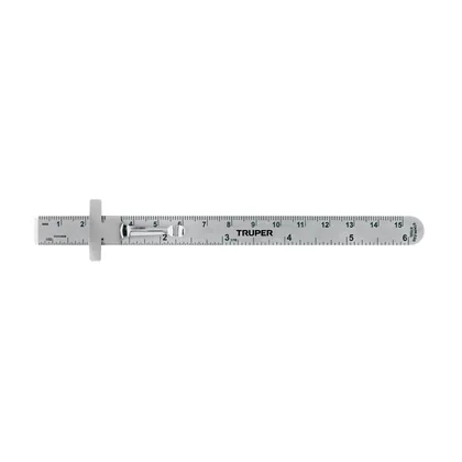 Regla 15 cm de acero inoxidable de bolsillo, TRUPER
