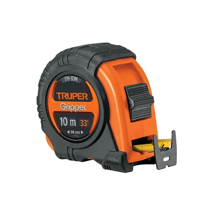 Flexómetro Gripper contra impactos 10 m cinta 32 mm, TRUPER